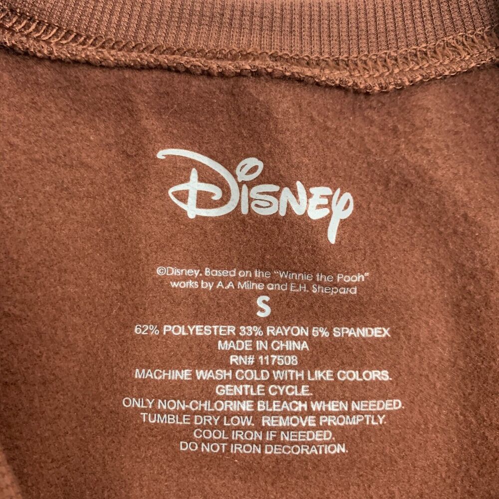 Disney Winnie The Pooh Sweater Womens S Brown Crew Neck Micro Fleece Pullover - Picture 8 of 12